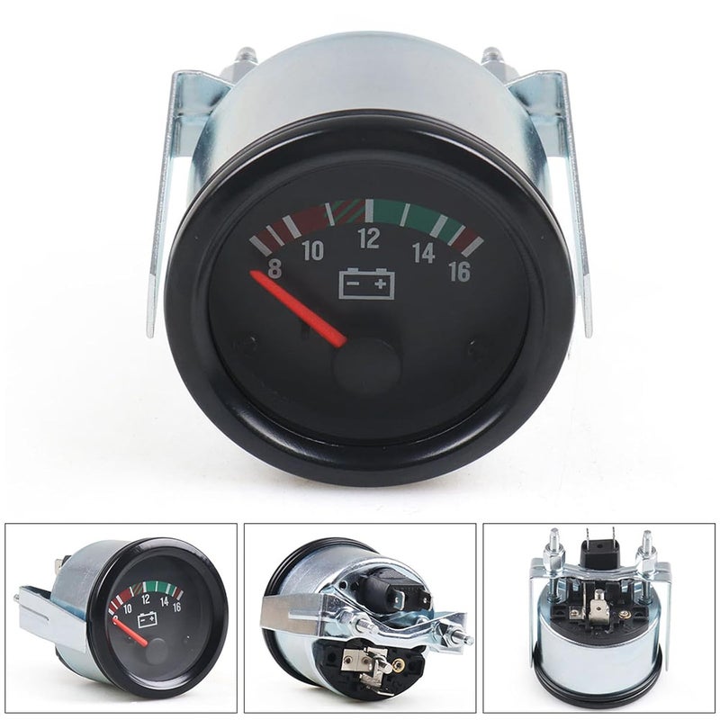 Dyno Racing 2" 52mm Electronic Car Voltmeter Pointer Volt Gauge Voltage Meter Yellow Light Car Meter Read 8-16V - Image 3